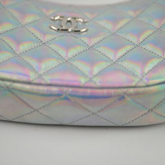 Chanel Iridescent Silver Holographic Clutch on Chain