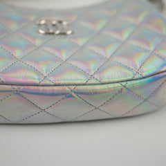 Chanel Iridescent Silver Holographic Clutch on Chain