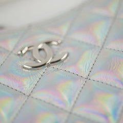 Chanel Iridescent Silver Holographic Clutch on Chain