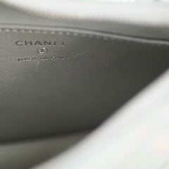 Chanel Iridescent Silver Holographic Clutch on Chain