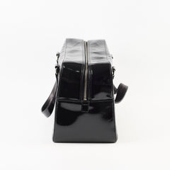 Chanel Vintage Patent Chocolate Bar Bowler Bag Black