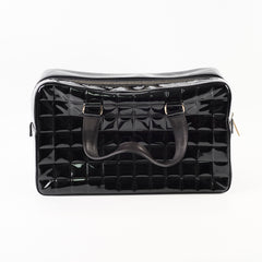 Chanel Vintage Patent Chocolate Bar Bowler Bag Black