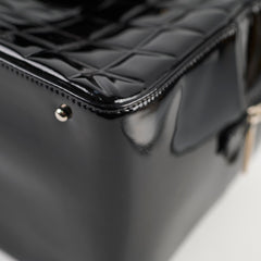 Chanel Vintage Patent Chocolate Bar Bowler Bag Black