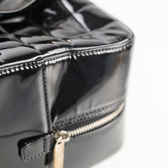 Chanel Vintage Patent Chocolate Bar Bowler Bag Black