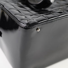 Chanel Vintage Patent Chocolate Bar Bowler Bag Black