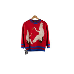 Gucci Red Heron Print Sweater Size Small