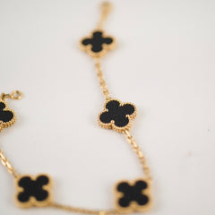 Van Cleef and Arpels Vintage Alhambra 5 Motif Onyx Bracelet