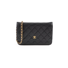 Chanel Caviar Wallet on Chain WOC Black GHW Microchipped