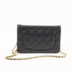 Chanel Caviar Wallet on Chain WOC Black GHW Microchipped