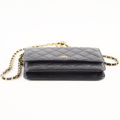 Chanel Caviar Wallet on Chain WOC Black GHW Microchipped