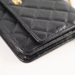 Chanel Caviar Wallet on Chain WOC Black GHW Microchipped