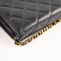 Chanel Caviar Wallet on Chain WOC Black GHW Microchipped