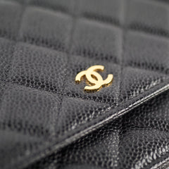 Chanel Caviar Wallet on Chain WOC Black GHW Microchipped