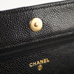 Chanel Caviar Wallet on Chain WOC Black GHW Microchipped