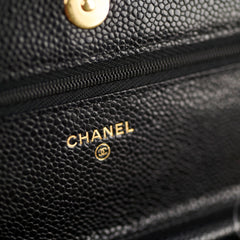 Chanel Caviar Wallet on Chain WOC Black GHW Microchipped