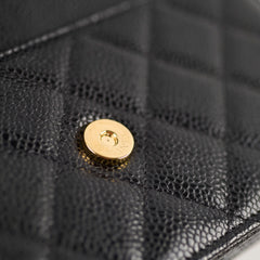 Chanel Caviar Wallet on Chain WOC Black GHW Microchipped