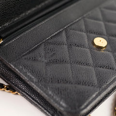 Chanel Caviar Wallet on Chain WOC Black GHW Microchipped