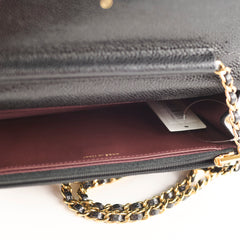 Chanel Caviar Wallet on Chain WOC Black GHW Microchipped
