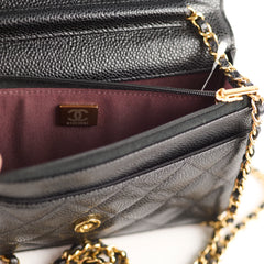 Chanel Caviar Wallet on Chain WOC Black GHW Microchipped