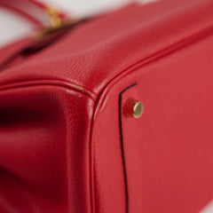 Hermes Birkin 30 Rouge Casaque P Square Stamp PHW