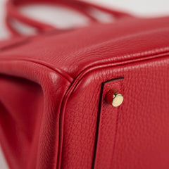 Hermes Birkin 30 Rouge Casaque P Square Stamp PHW
