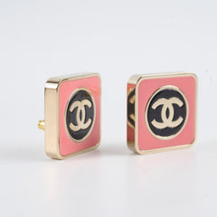 Chanel 23C CC Square Earrings Black/Pink Costume Jewellery