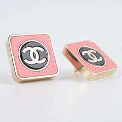 Chanel 23C CC Square Earrings Black/Pink Costume Jewellery