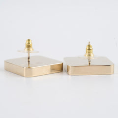 Chanel 23C CC Square Earrings Black/Pink Costume Jewellery