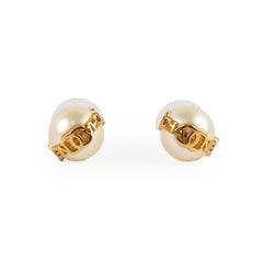 Chanel 23K CC Round Pearl Stud Earrings Costume Jewellery