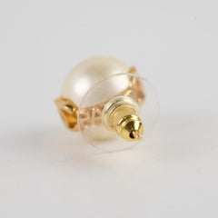 Chanel 23K CC Round Pearl Stud Earrings Costume Jewellery
