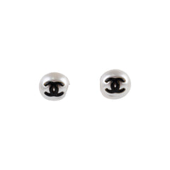 Chanel Black CC Pearl Earrings Costume Jewellery