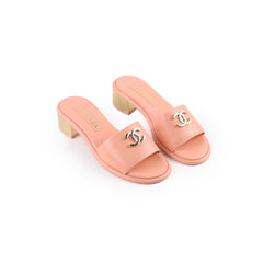 Chanel 23K Heeled Sandals Peach - Size 39