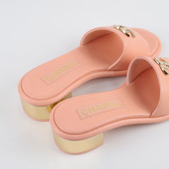 Chanel 23K Heeled Sandals Peach - Size 39