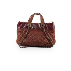 Chanel Burgundy Quilted Calfskin Mix Tote
