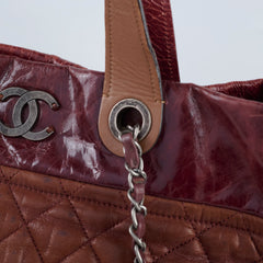 Chanel Burgundy Quilted Calfskin Mix Tote