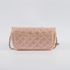 Chanel 21K Glasses Cases with Chain Lambskin Iridescent Pink