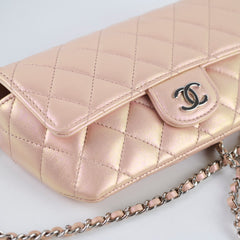 Chanel 21K Glasses Cases with Chain Lambskin Iridescent Pink