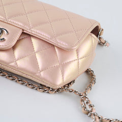 Chanel 21K Glasses Cases with Chain Lambskin Iridescent Pink