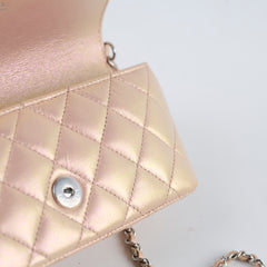 Chanel 21K Glasses Cases with Chain Lambskin Iridescent Pink