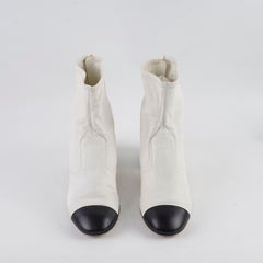 Chanel 22A Short Ankle Boots White - Size 39