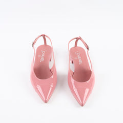 Chanel Patent Cap Toe Slingbacks Pink Size 38.5 C
