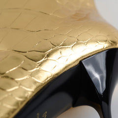 Chanel 19A Heeled Boots Croc Embossed Gold - Size 40