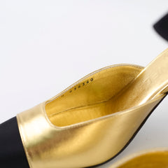 Chanel Heels with Bow Ankle Strap Gold - Size 39