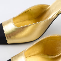 Chanel Heels with Bow Ankle Strap Gold - Size 39