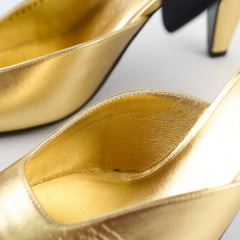 Chanel Heels with Bow Ankle Strap Gold - Size 39