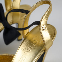 Chanel Heels with Bow Ankle Strap Gold - Size 39