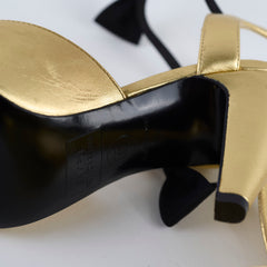 Chanel Heels with Bow Ankle Strap Gold - Size 39