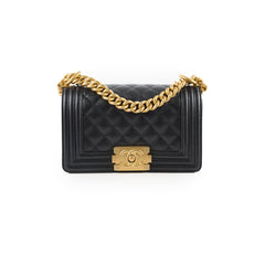 Chanel Small Boy Bag Black Caviar GHW- Microchip