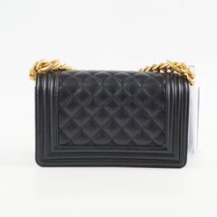 Chanel Small Boy Bag Black Caviar GHW- Microchip