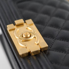 Chanel Small Boy Bag Black Caviar GHW- Microchip